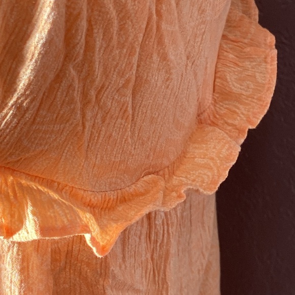 EXPRESS - dress: light orange tiered ruffled lined mini w adjustable straps - L - Picture 13 of 16